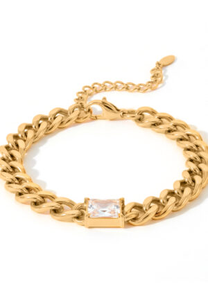 Luxenter Armband met glanzende zirkonia, afgewerkt in 18 karaats geelgoud - Baelah