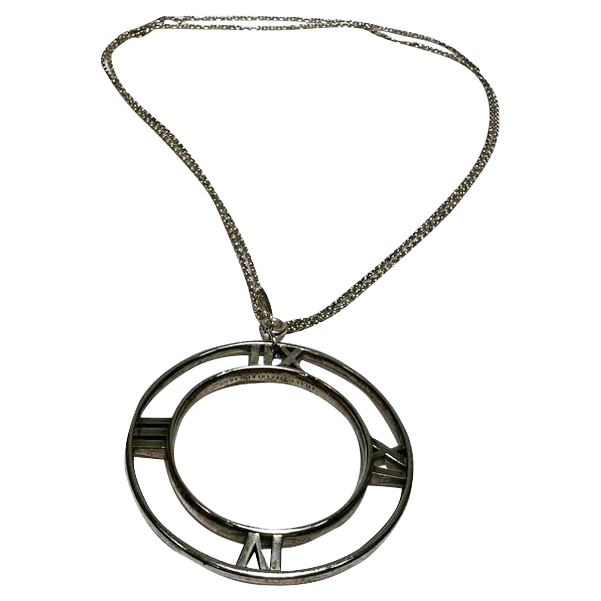 Tiffany & Co. Atlas Romeinse Cijfers Ronde Hanger Ketting in Sterling Zilver Metaal - Afbeelding 2