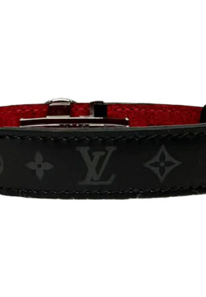 Louis Vuitton Rouge Monogram Eclipse Canvas Reversible Scharnierarmband in Zwart Leer