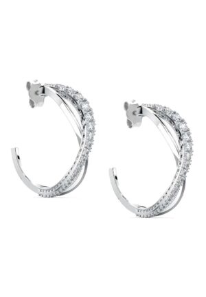 Vrouwen Cross Hoepel Oorbellen in 925 Sterling Zilver BIPE026