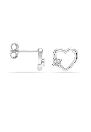 Vrouwen Hart Oorbellen in 925 Sterling Zilver met Cubic Zirconia BIPE079