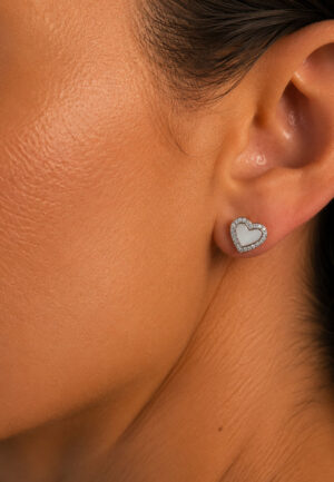 Alternative view of Vrouwen Hart Oorbellen in Zilver met Moeder van Parel en Cubic Zirconia BIPE084