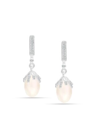 Vrouwen Imperiale Parel Oorbellen in 925 Sterling Zilver en Cubic Zirkonia BIPE038