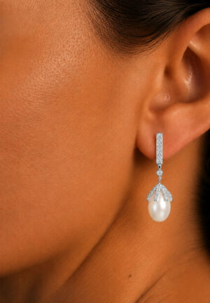 Alternative view of Vrouwen Imperiale Parel Oorbellen in 925 Sterling Zilver en Cubic Zirkonia BIPE038