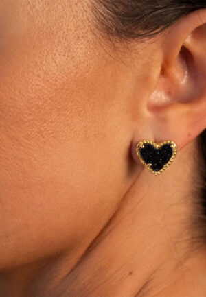 Alternative view of Vrouwen Gouden Hart Oorbellen met Nachtelijke Schittering, 925 Sterling Zilver BIPE050