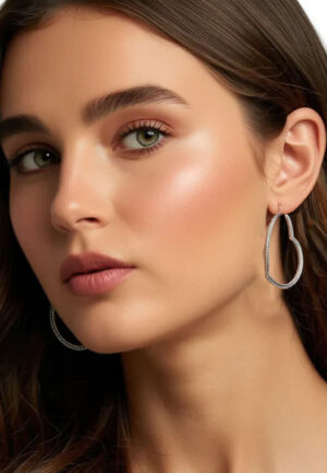 Alternative view of Vrouwen Oorbellen Hart van Licht in 925 Sterling Zilver met Cubic Zirconia BIPE085