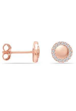 Vrouwen Roze Gouden Oorbellen met Edelsteen Halo BIPE059