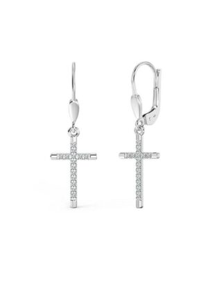 Vrouwen Sprankelende Kruzifixe Oorbellen in 925 Sterling Zilver met Cubic Zirkonia BIPE054