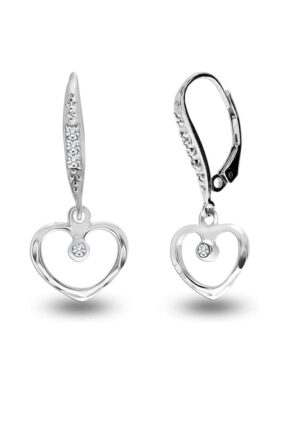 Dames Hart Oorbellen in 925 Sterling Zilver met Cubic Zirconia BIPE064
