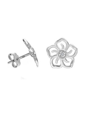 Vrouwen Bloemvormige Oorbellen in 925 Zilver met Cubic Zirconia BIPE042