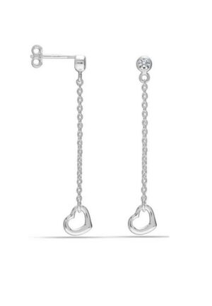 Vrouwen Lange Hart Oorbel met Cubic Zirconia in 925 Sterling Zilver BIPE043