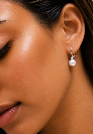 Alternative view of Vrouwen Witte Parel Oorbellen in 925 Sterling Zilver met Catalaanse Sluiting BIPE048