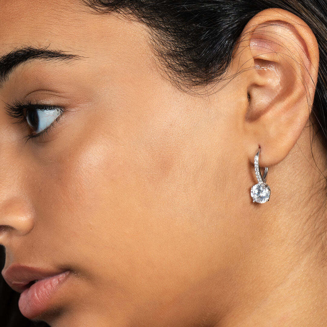 Dames Oorringen met Dangle en Cubic Zirconia, 925 Sterling Zilver BIPE019 - Afbeelding 2