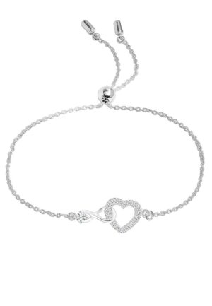 Vrouwen Infinity Hartarmband met Cubic Zirconia in 925 Sterling Zilver BIPU020