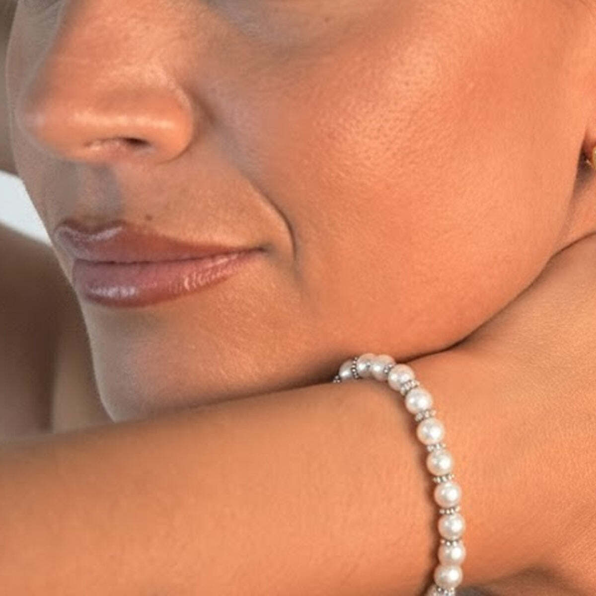 Dames Parelarmband met Cubic Zirconia in 925 Sterling Zilver BIPU001 - Afbeelding 2