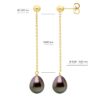 Hangende Oorbellen - Echte Gecultiveerde Tahiti Parel Paar 8-9 mm - Afbeelding 2