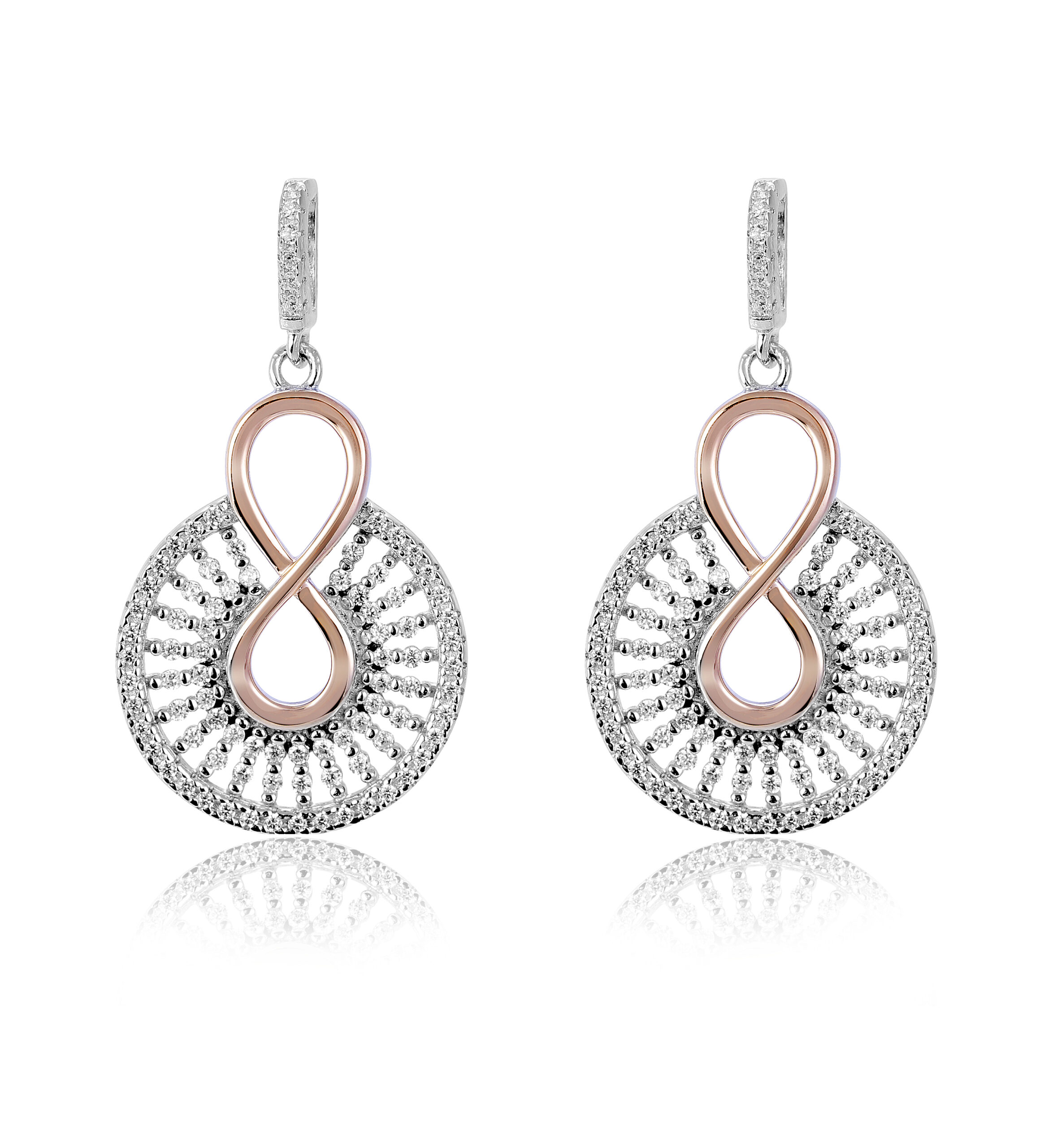 Orphelia 'Frida' Dames 925 Sterling Zilveren Dangle Oorbellen - Zilver/Roze ZO-7437