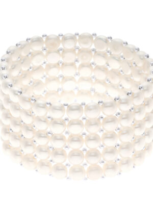 Manchet armband 5 Rijen Zoetwater Pearl White 925