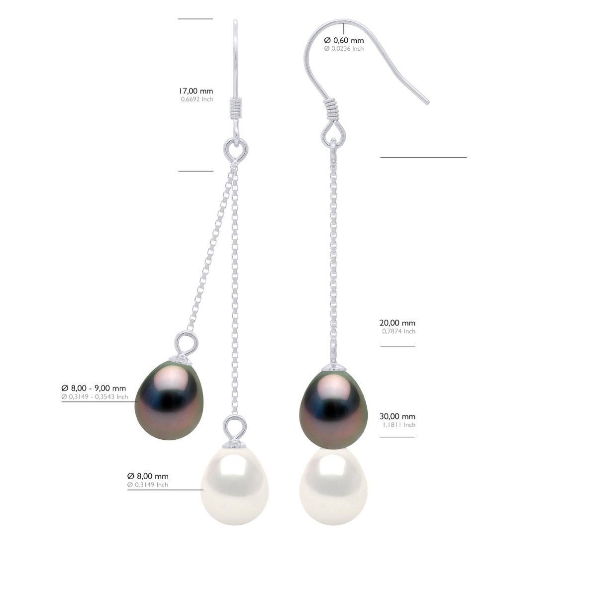 Oorbellen - 2 Echte GeCultiveerde Parel Ovaal 8-9 mm - Afbeelding 2