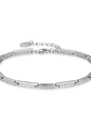 Luxenter armband, kinusi in 925 sterling zilver en gerhodineerde glanzende zirkonia