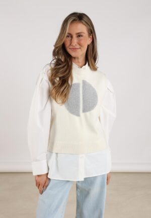 Nukus Intarsia Spencer Nkf07000 Gilets 17 Off White
