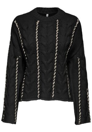 Only Onltessa Ls Cabel Stitch O-neck Cc Knt Trui 4853327 Black Birch Melange