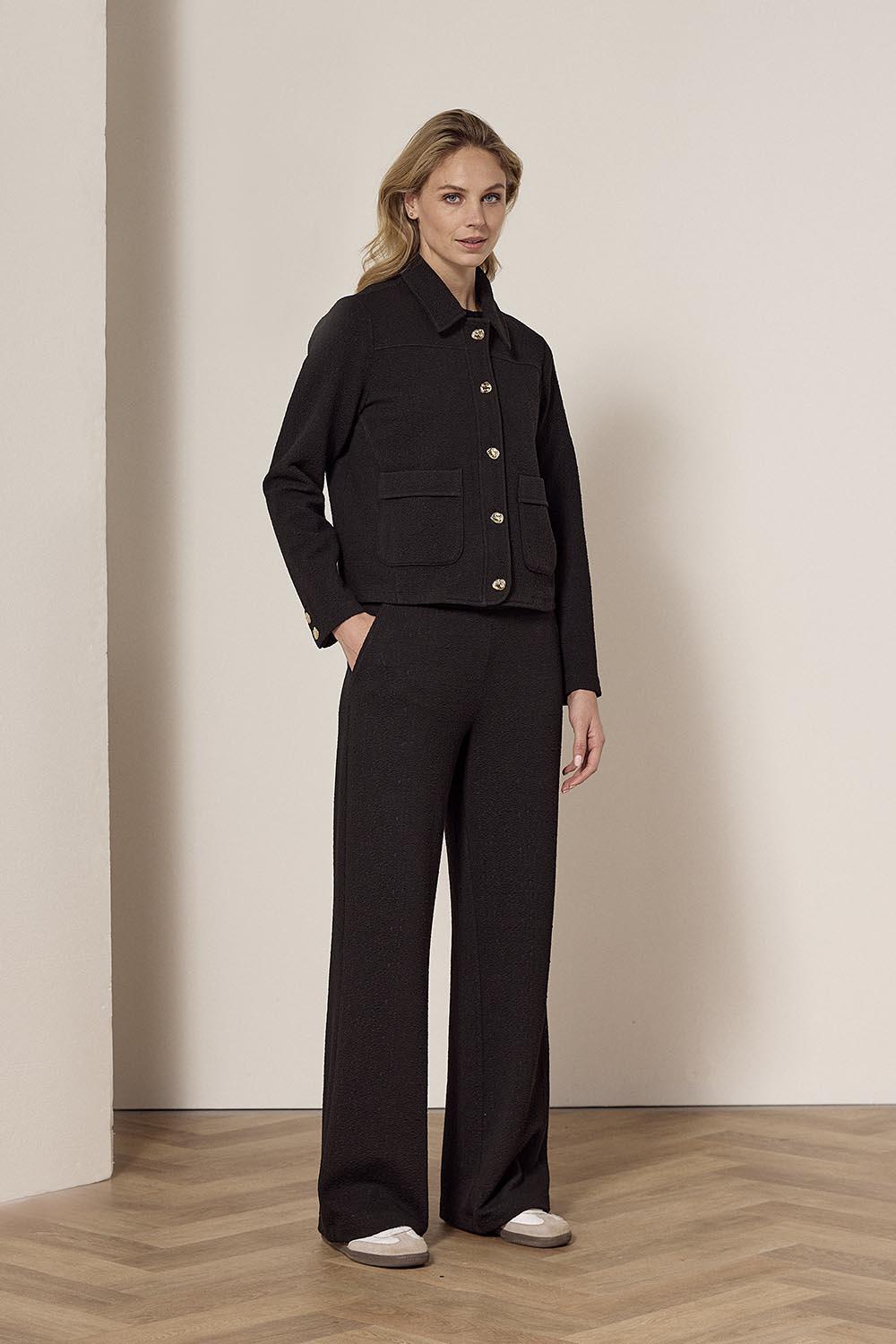 Tramontana Structured Wide-leg Trousers E01-18-101 Broek 009000-black