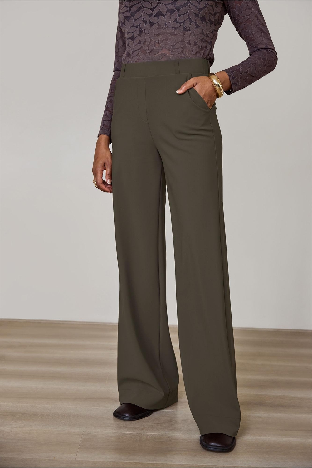 Studio Anneloes Lexie Bonded Trousers 94801 Broek 7400 New Army