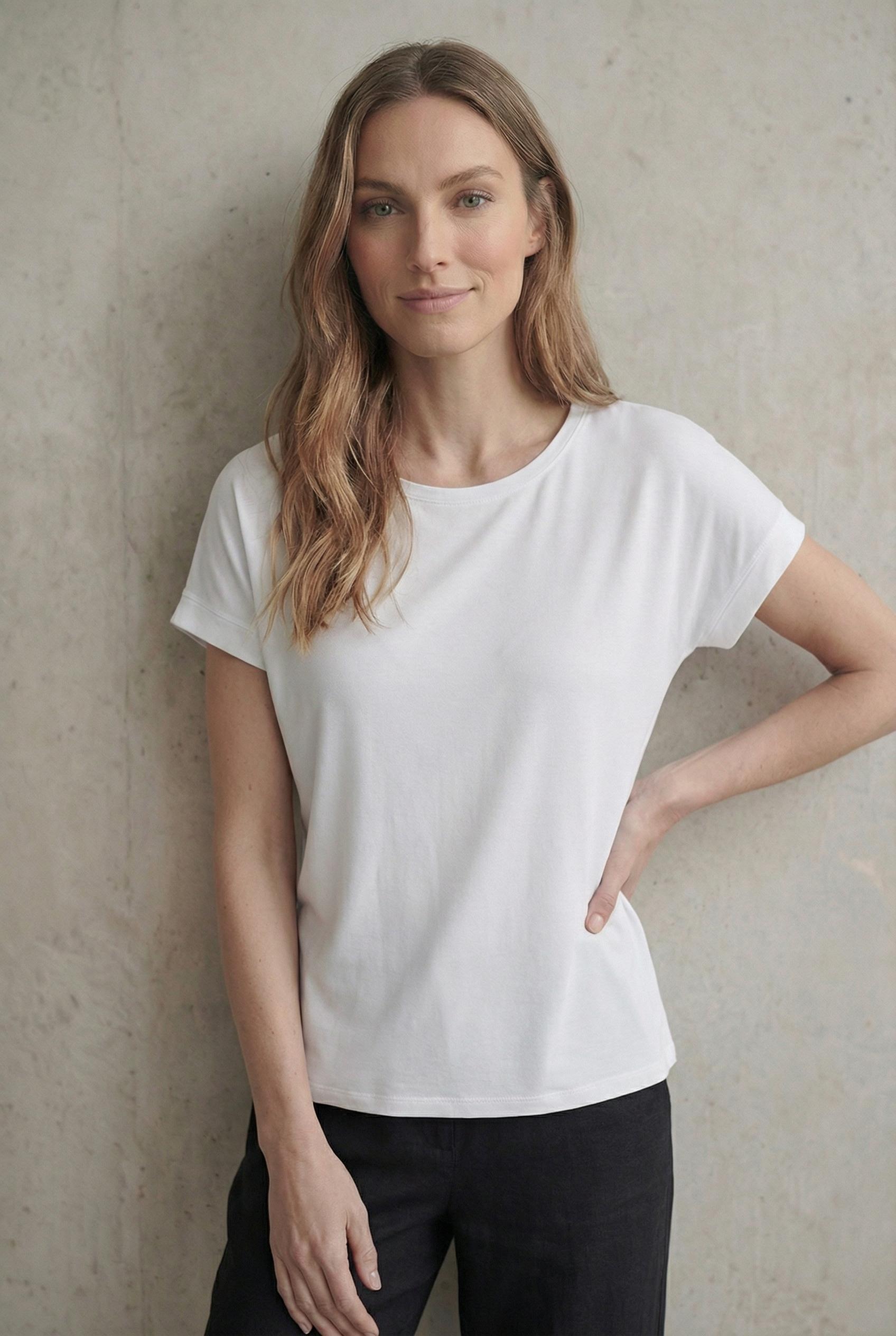 Msch Copenhagen Mschfenya Modal Tee 18292 T-shirt Korte Mouw Bright White