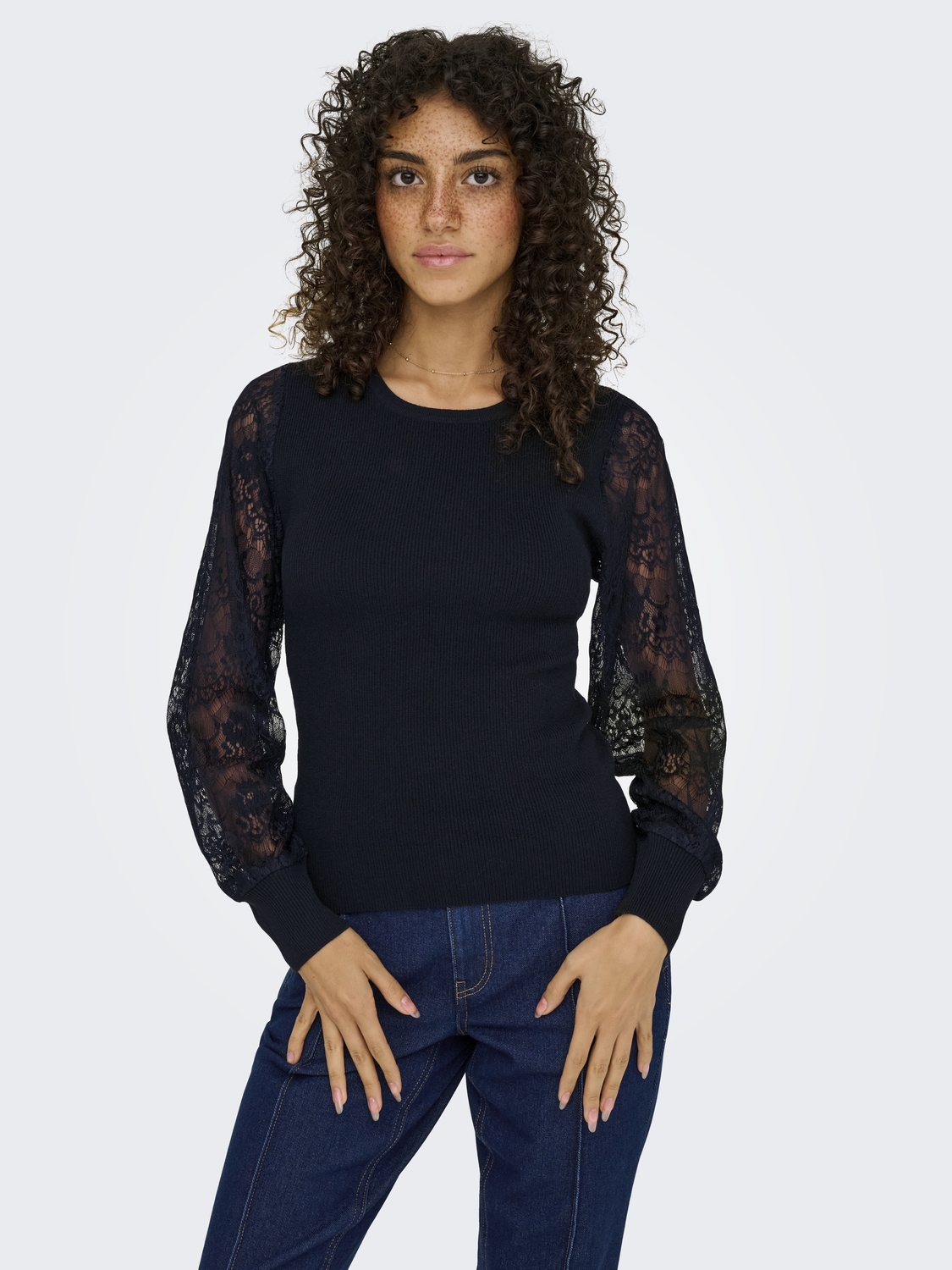 Only Onlperry Life Ls Mix O-neck Knt Trui Black