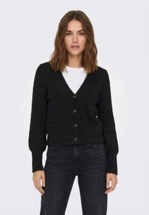Only Onlrosette Ls Cardigan Cs Knt Vest Black Dtm Glitter/dtm Button W. Gold