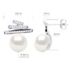 Oorbellen Strips met Cubic Zirconia - Echte Gecultiveerde Zoetwaterparel Knop 9-10 mm - Afbeelding 2