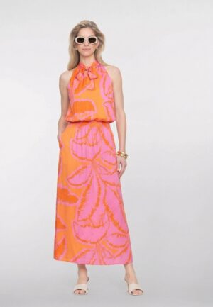 Geisha Dress Halter 67358-70 Lange Jurken 445 Fuchsia/orange
