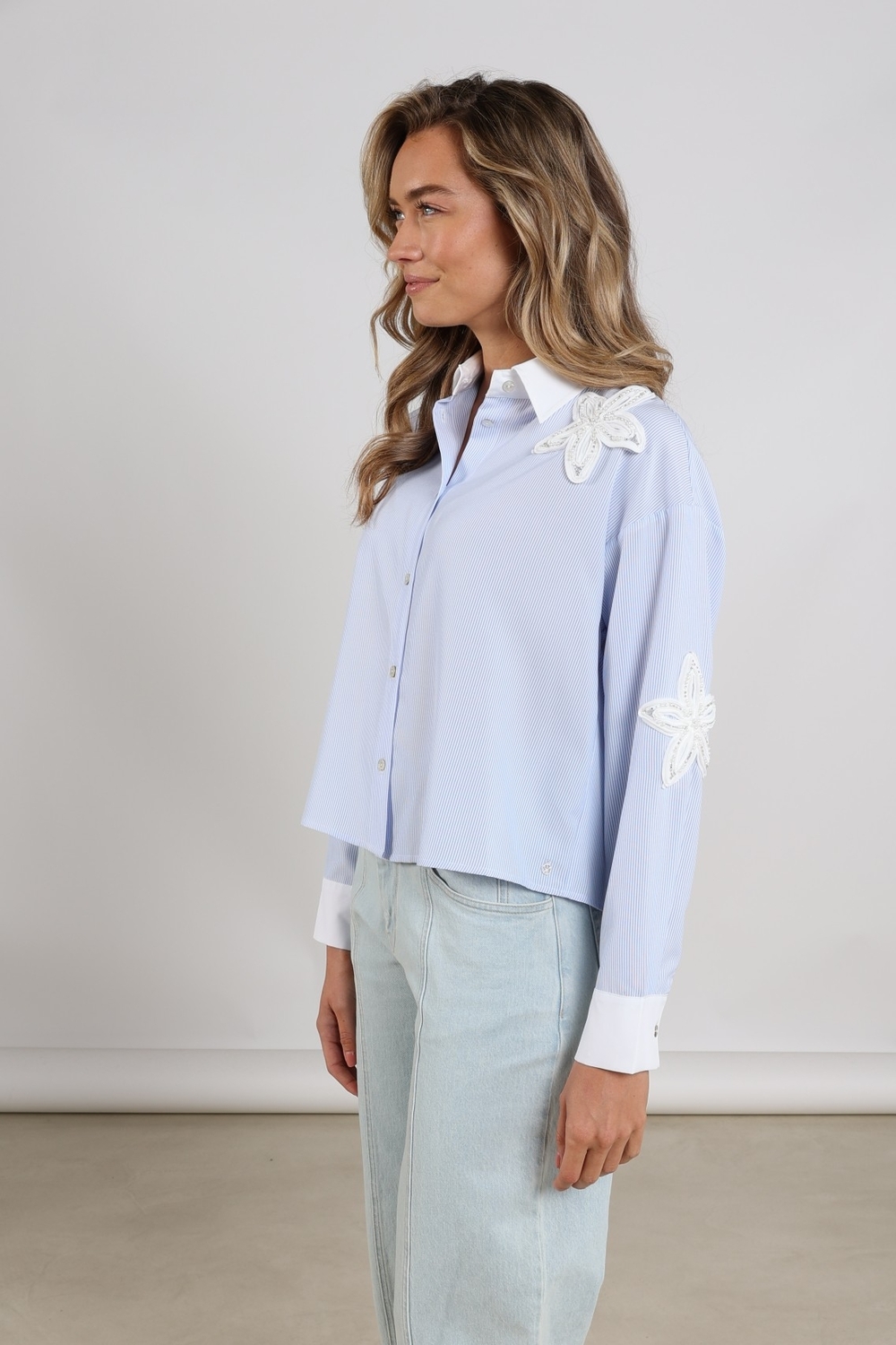 Nukus Tessa Blouse Stripe Nks02218 Blouse 315 Offwhite/cloudy