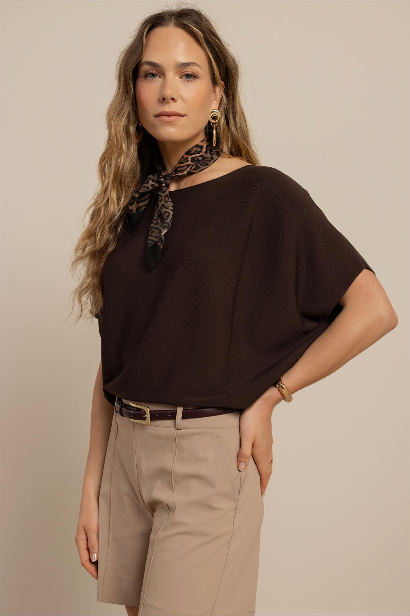 Studio Anneloes Lenti Pullover 13812 Trui Korte Mouw 8700 Espresso