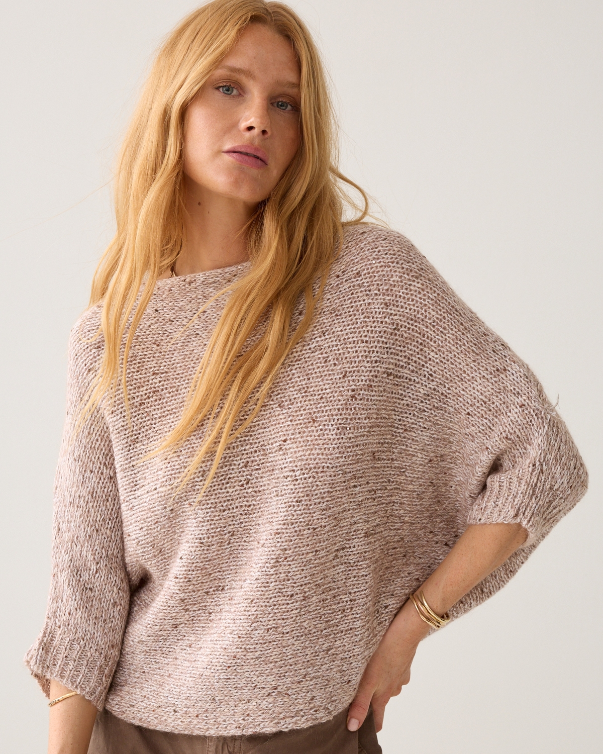 Summum Wrap Sweater Subtle Sequin Blend Knit 7s8030-70094 Trui 708 Light Taupe