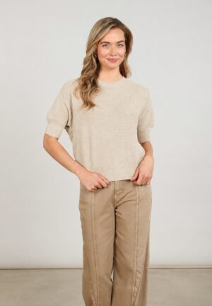 Nukus Kinty Top Lurex Nkf01068 Trui Korte Mouw 9 Sand