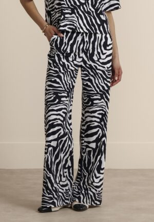 Studio Anneloes Lexie Zebra Summer Trousers 14415 Broek 9017 Black/ecru