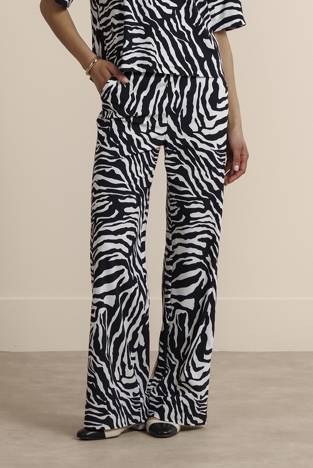 Studio Anneloes Lexie Zebra Summer Trousers 14415 Broek 9017 Black/ecru