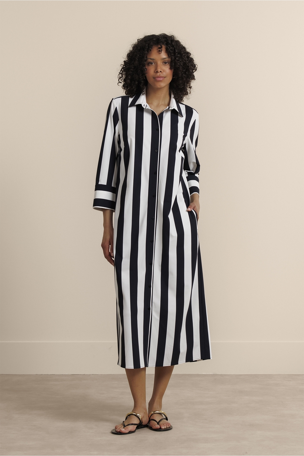 Studio Anneloes Soof Stripe Dress 14432 Jurk 9017 Black/ecru