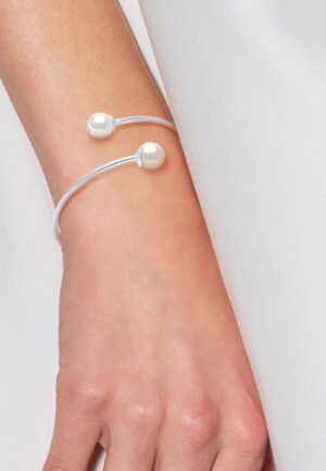Alternative view of Bangle YOU AND ME 2 Beads Freshwater 89mm Zwarte Ronde 925