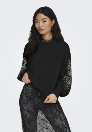 Only Onlbrooke L/s O-neck Detail Swt Sweater Black