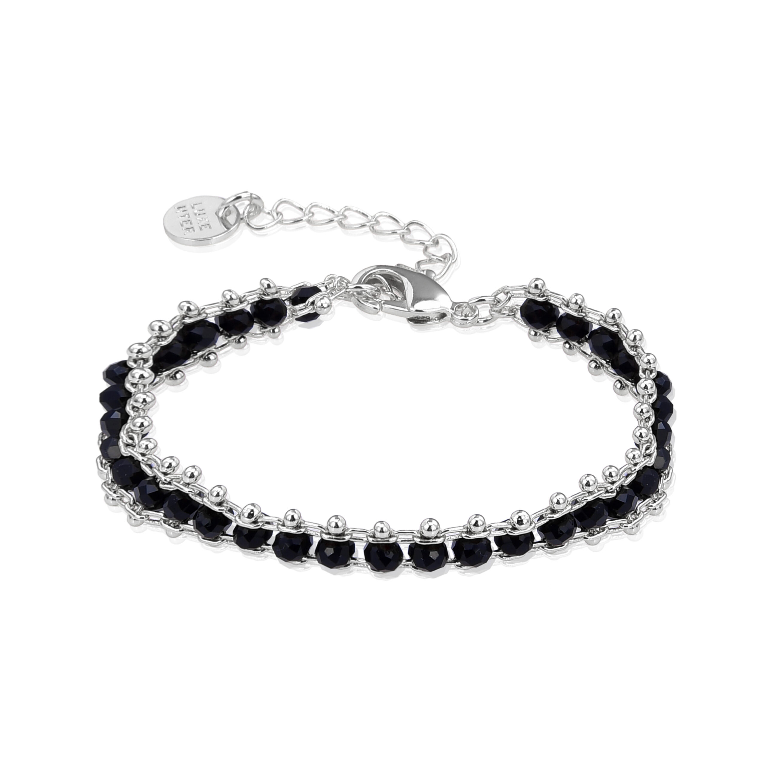 Luxenter 925 Sterling Zilveren Armband met Gerhodineerd Zwart Kristal - Lailai