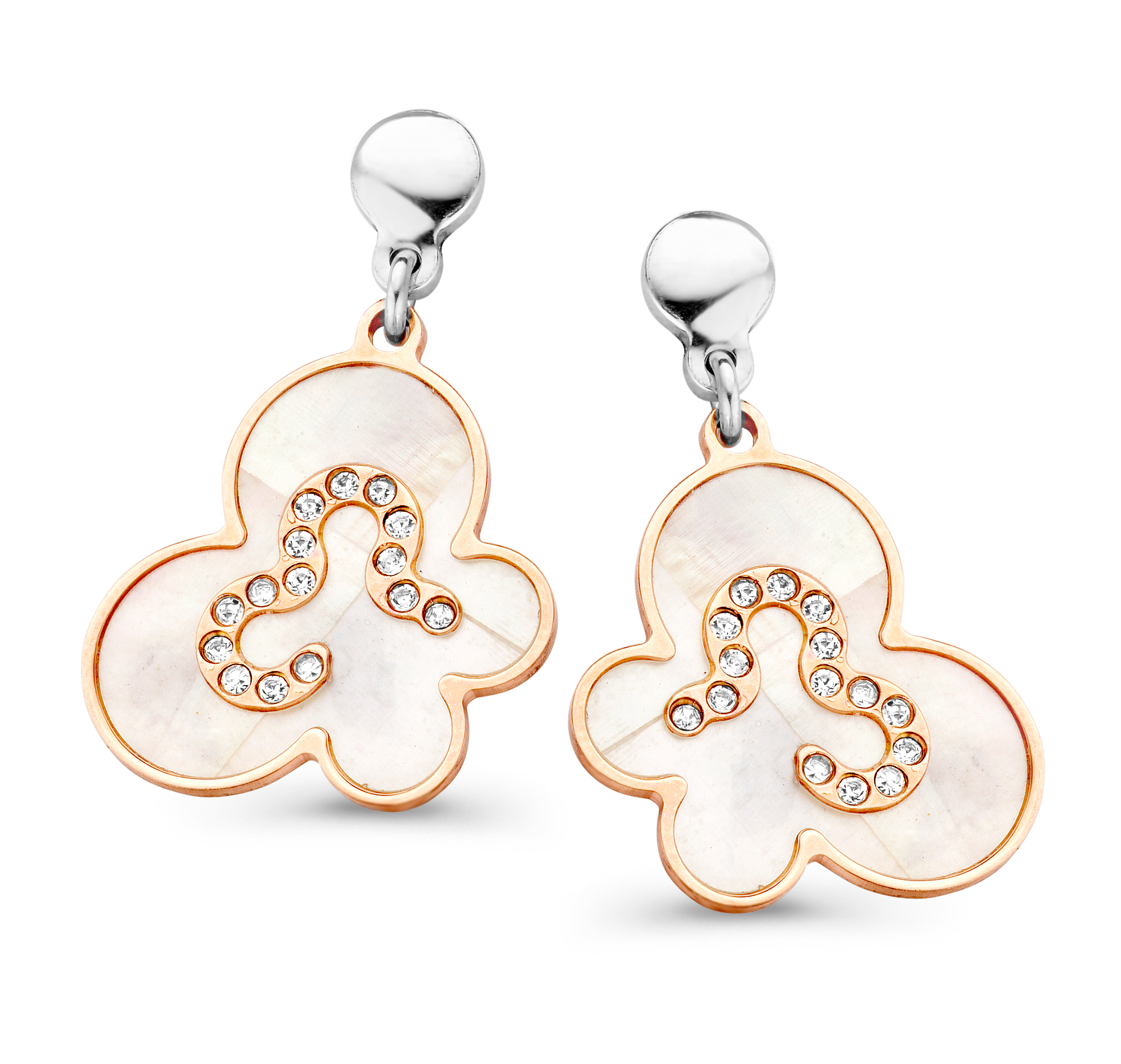 Orphelia 'Luna' Dames 925 Sterling Zilveren Hangende Oorbellen - Zilver/Roze ZO-7166
