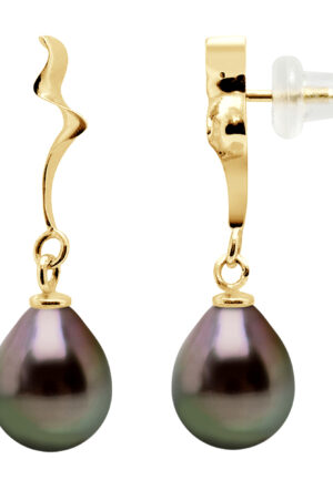 Oorbellen Tahitian Parels 9-10 mm Pears Geel Goud 18 Karaat