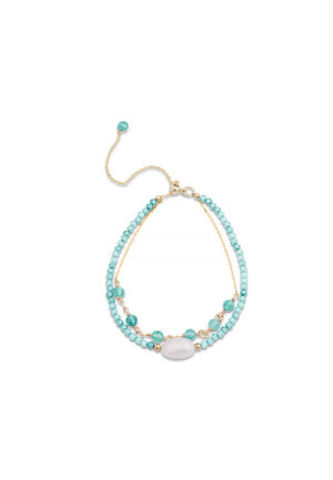 Luxenter armband, ekhao metaallegering en amazoniet, 18K vergulde afwerking