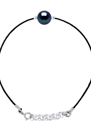 LOVE armband LINK zoetwaterparels Ronde 9-10 mm Black Tie Black Nylon 925