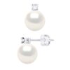 Oorbellen Prestige - Diamanten 0,04 Ct - Kwaliteit HSI - Wit Goud 375 en Echte Zoetwaterparels Rond 8-9 mm