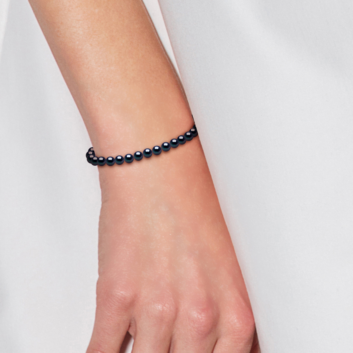 Kralen armband Zoetwater 4-5mm Ronde Zwart Wit Goud 18 Karaat - Afbeelding 2