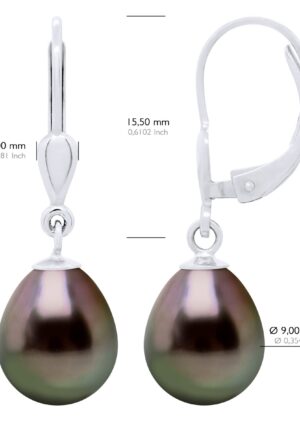 Alternative view of Oorbellen van 375 Wit Goud en Echte GeCultiveerde Tahiti Parel Paar 9-10 mm
